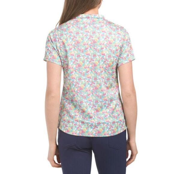 BERMUDA SANDS Monica Aquamarine Upf 50 Short Sleeve Top Mukti Color NWT in packg - Picture 2 of 5